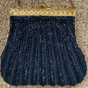 Beautiful royal blue and gold beaded purse